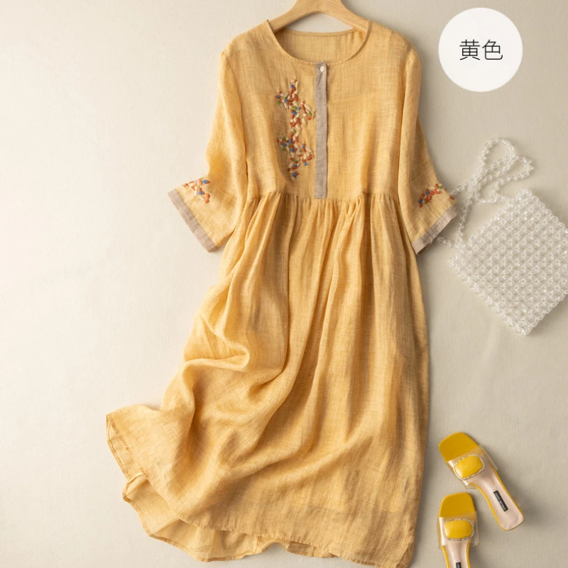 

Новинка 2023 женское платье корейская мода свободное облегающее женское платье Этническая Вышивка свободное облегающее платье с коротким рукавом LuckBN