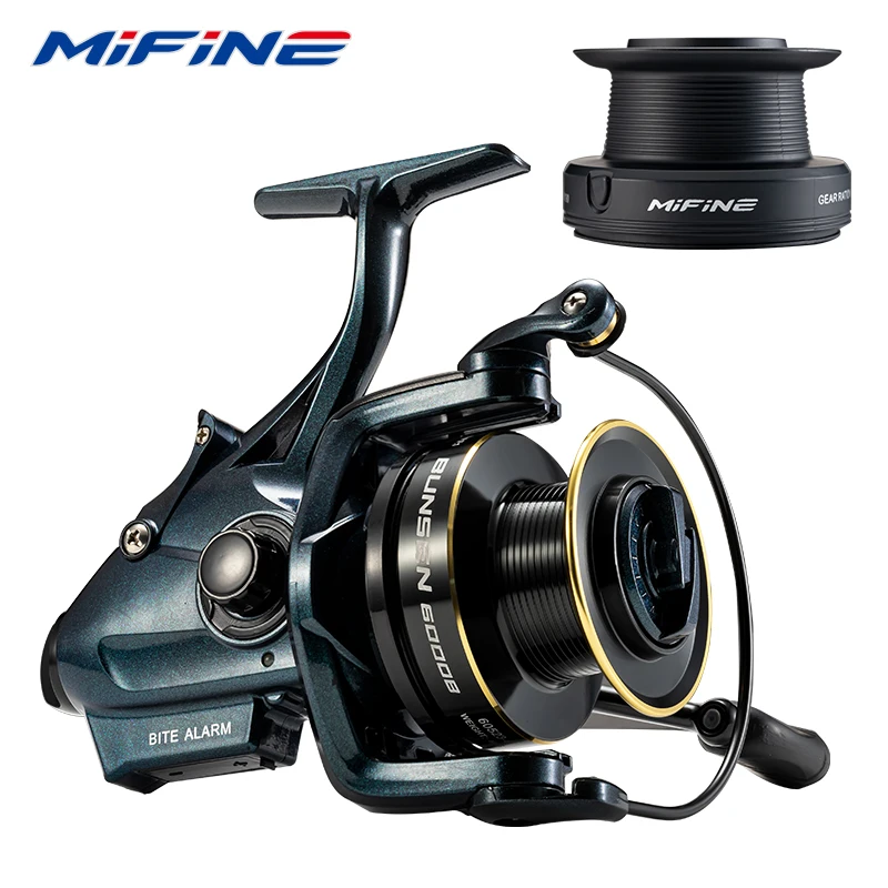MIFINE BUNSEN Spinning Fishing Reel with Fish Bite Alarm Indication 6000 7000 Back Front Daul Drag 10KG 6+1BB 4.7:1 Carp Fishing