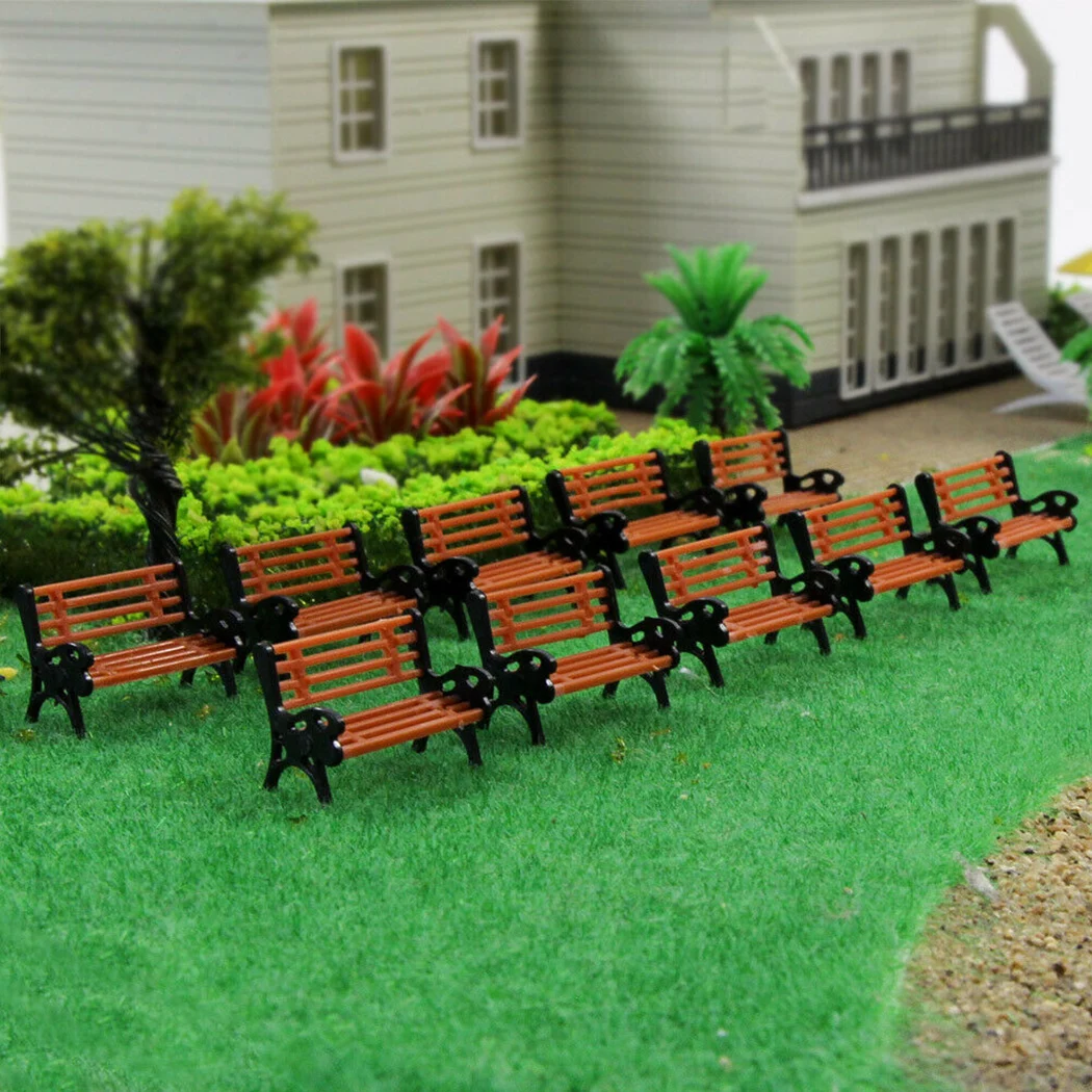 

10pcs Model Train HO TT Scale 1:87 Bench Chair Settee Street Park Layout Plastic Craft Home Decor Kid Toy 0.79 X 0.55 X 0.35 Inc