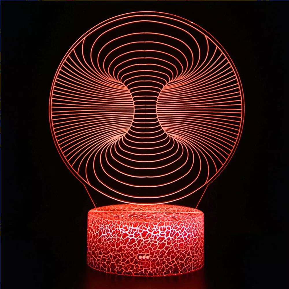 

Abstract Circle Spiral Bulbing LED Light Hologram Illusions 7 Colors Change Decor Lamp Best Night Light Gift For Home Deco