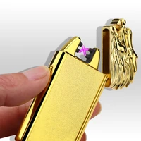 hot selling usb charging faucet metal lighter personality creative double arc windproof lighter mens high end gift