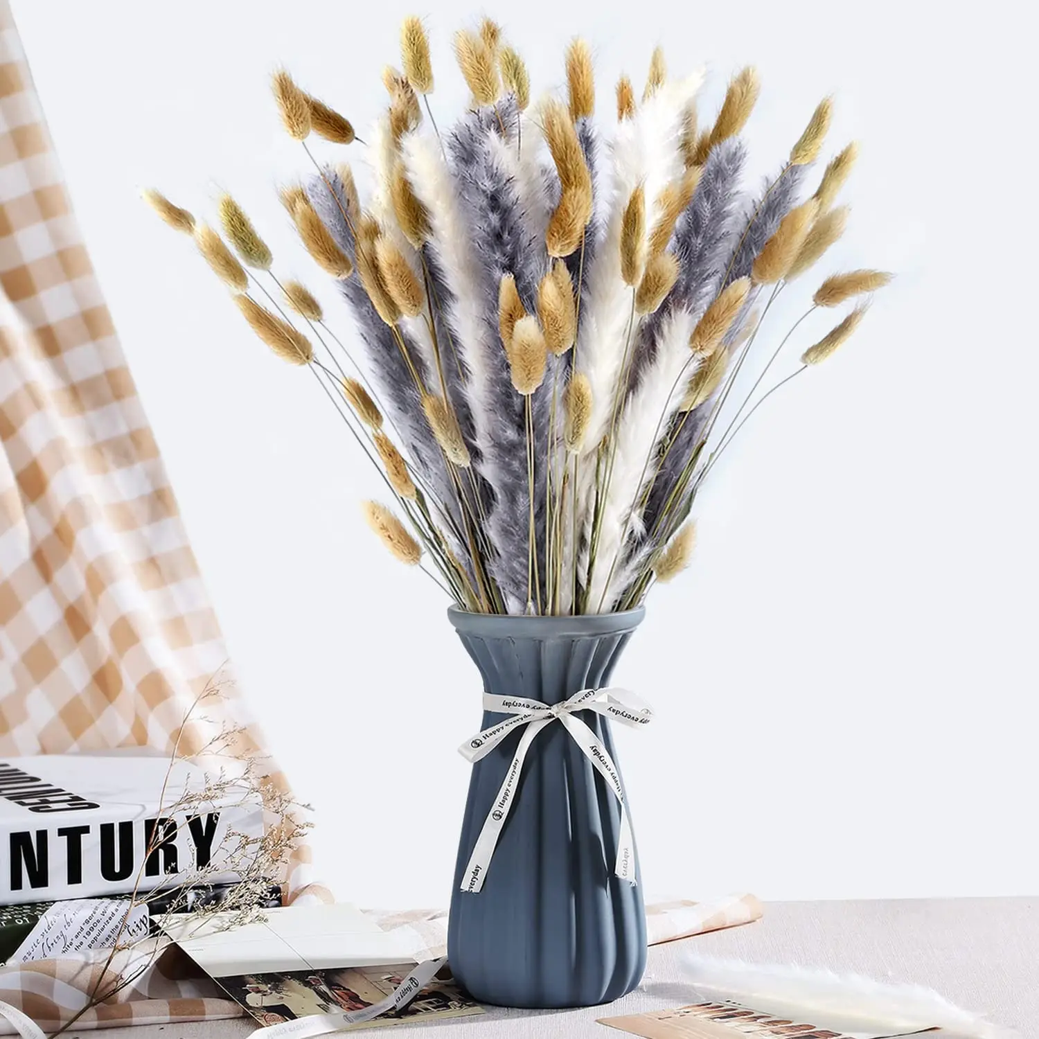 

90Pcs Dried Pampas Grass Decor Flowers Bouquet Pompass Grass Branches Pompous Grass for Flower Arrangements Wedding Home Decor