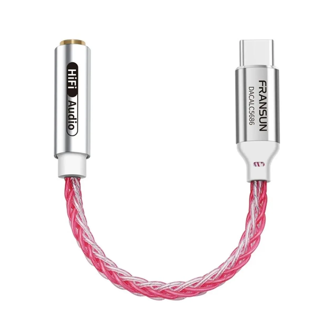 Фото (DT93) Цифровой аудиоадаптер USB-C на 3,5 мм, аудиокабель ALC5686, 32 бит/384 кГц, ЦАП, адаптер для декодирования наушников, красный №3