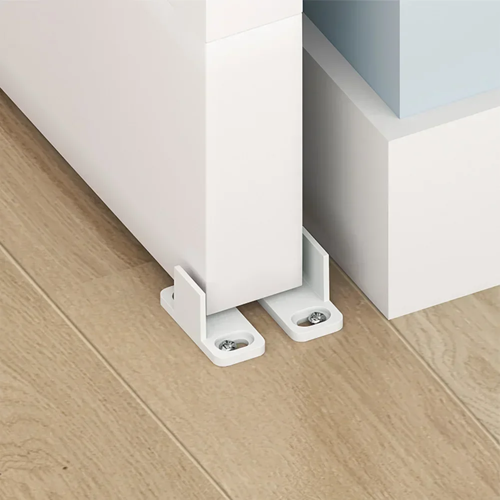 

Бесшумный стабилизатор для раздвижной двери, регулируемый направляющий нижний направляющий для напольной стены и двери из белой углеродистой стали с винтами (2 шт.)