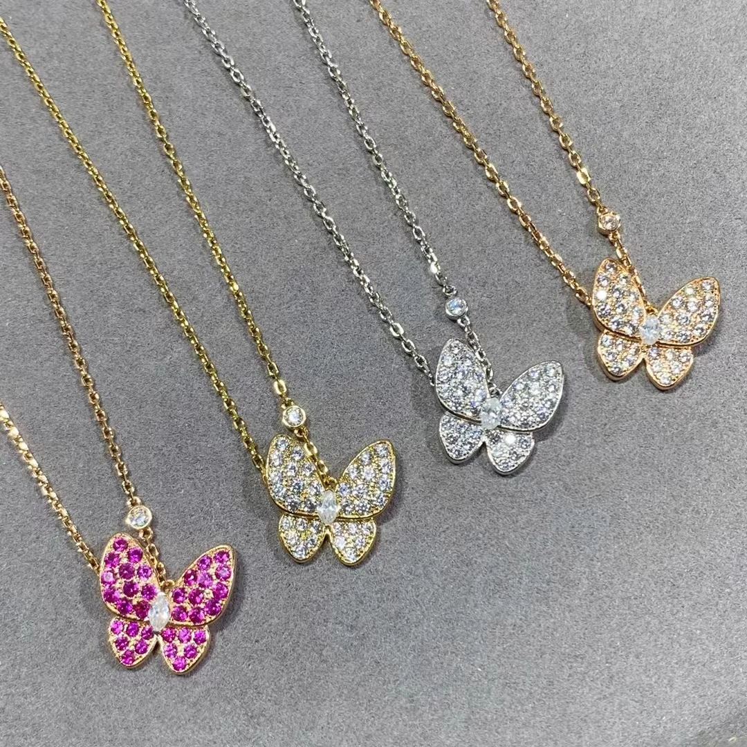 

S925 Sterling Silver Zircon Butterfly Pendant Ladies Fashion Necklace Classic Hot Selling Brand Light Luxury Jewelry