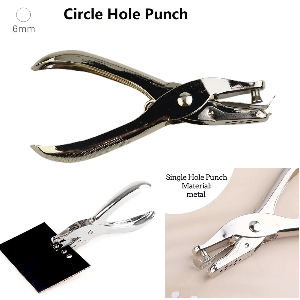 

6mm Pore Diameter Punch Plier Paper Single Round Hole Puncher School Office Stationery Scrapbooking Loose-Leaf Paper Cutter Tool