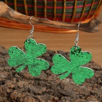 new st parkers day leather earrings simple lucky grass sequins pu earrings personalized green knot earrings