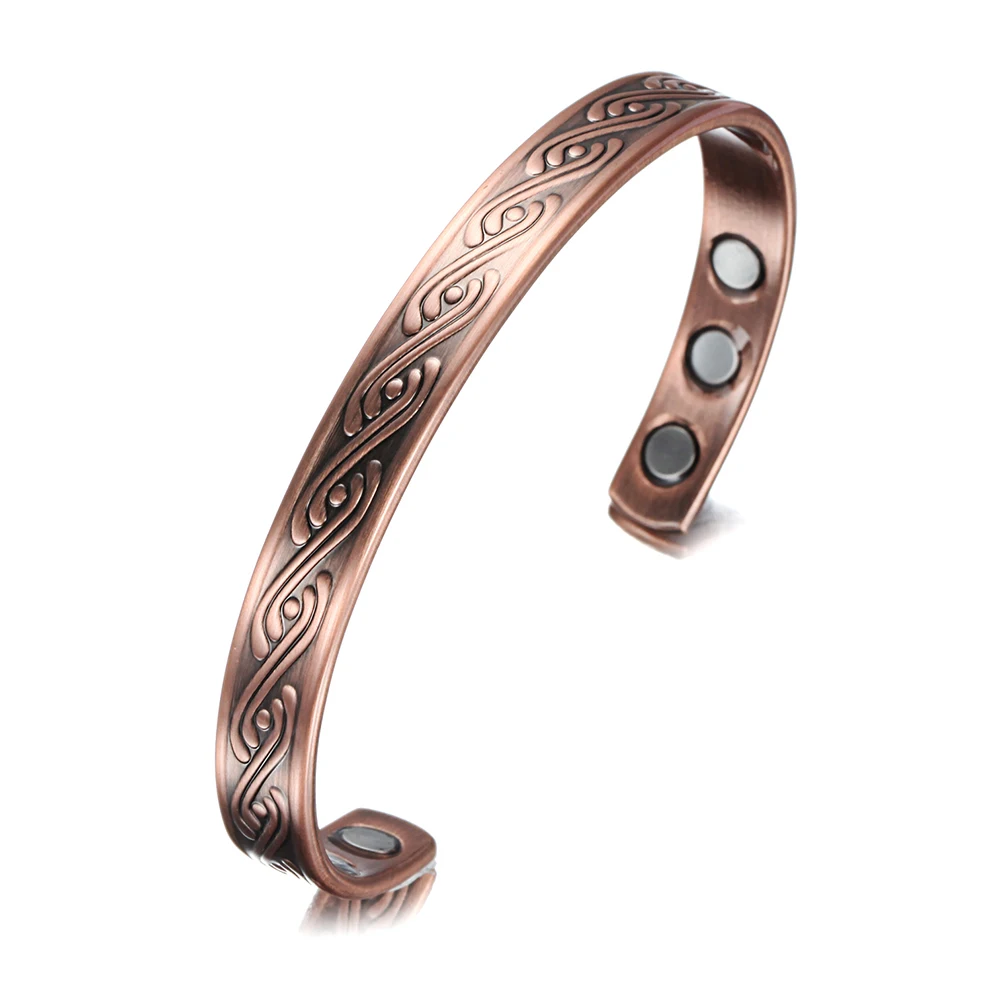 

WelMag 99.99% Pure Copper Bracelets For Men&Women Bio Energy Magnetic Bracelet Homme Arthritis Adjustable Cuff Bangle