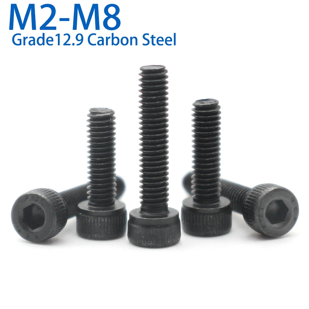 

LIXIU Болты с шестигранной головкой из углеродистой стали 12.9, черный, M2-M8, 4-100 мм