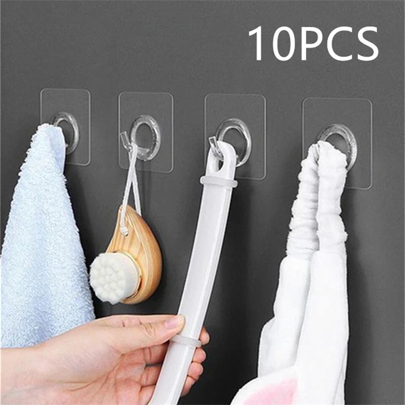 

10PCS Transparent Doughnut Hook Strong Self-Adhesive Kitchen Gadgets Stroage Bathroom Door Wall Hanger Key Holder Home Accessori