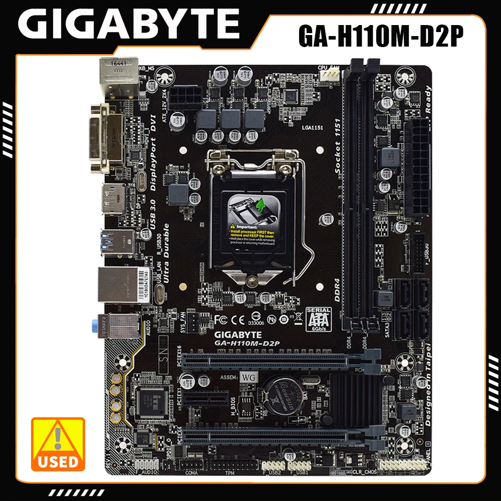 LGA 1151 Motherboard GIGABYTE GA-H110M-D2P DDR4 32GB VGA MicroATX Support 6 And 7th Generation CPU Inter H110 Motherboard