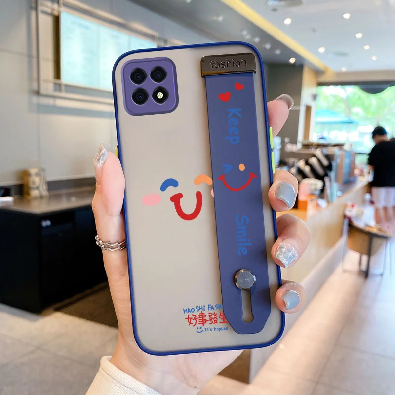 

Wrist Case for OPPO A72 5G A53 A73 A74 A76 A92 A92S A93 A94 F19 Reno4 F Reno 5 6 Lite Simple smile Phone Case Simple wind