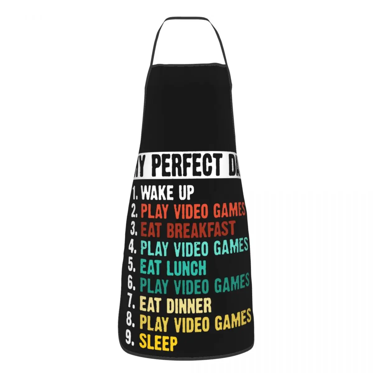 

My Perfect Day Aprons Video Games Gamer Humor Kitchen Household Bib Tablier Cooking Home Cleaning Pinafores for Adult Chef