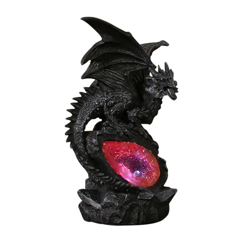 

Resin Base Dragon Statues Luminous Dinosaur Eggs Portable Sacred Dragon Battle Dragon Ornaments For Halloween Decor Gifts