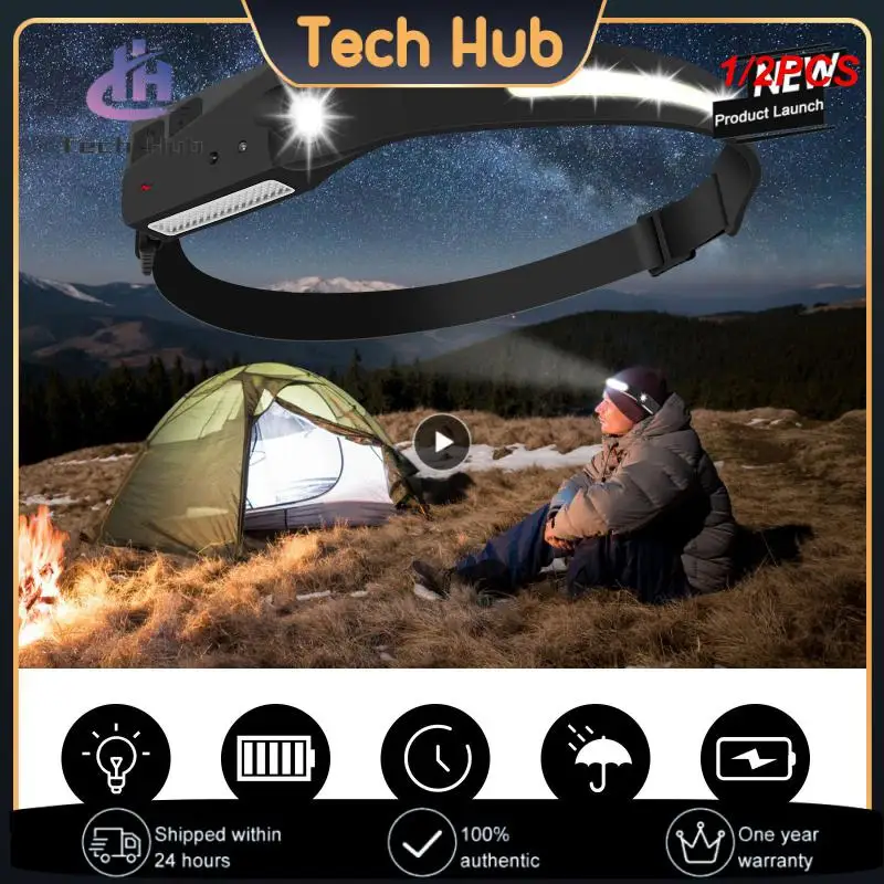 

1/2PCS NineLeaf Waterproof COB LED Head Lamp Motion Sensor Headlamp Portable Flashlight Comfortable USB Rechargeable Head