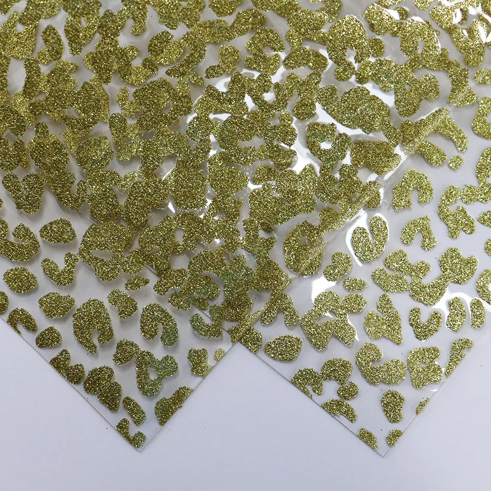 A4 лист Леопардовый Блестящий прозрачный ПВХ винил Желейная Ткань Кожа для банта