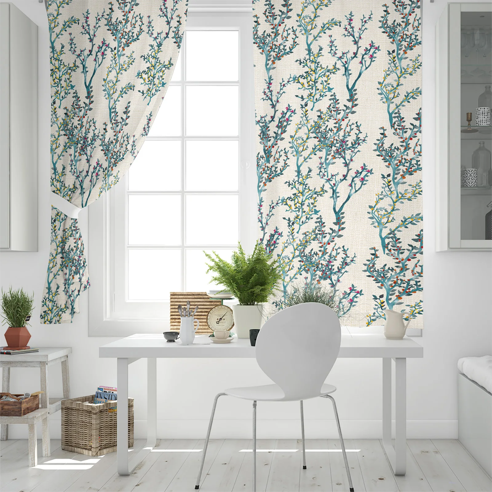 Занавески с изображением одуванчика зеленые акварельные шторы на окна гостиной