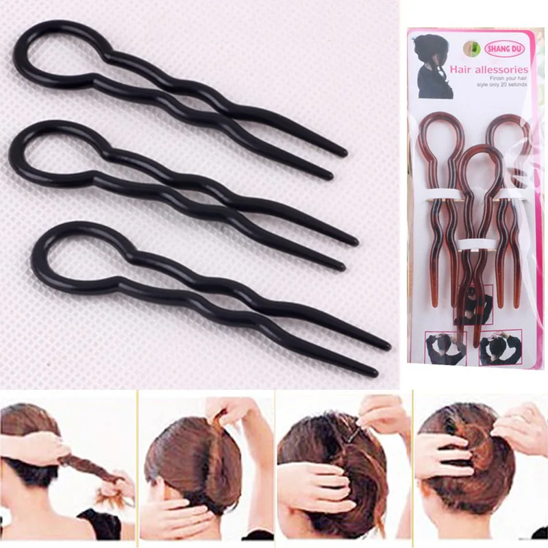 

3 Pcs Plastic Hair Clips For Women Hair Combs New Fashion Ladies Hair Accessories U Shape Clip Wave Useful Pin Barrette