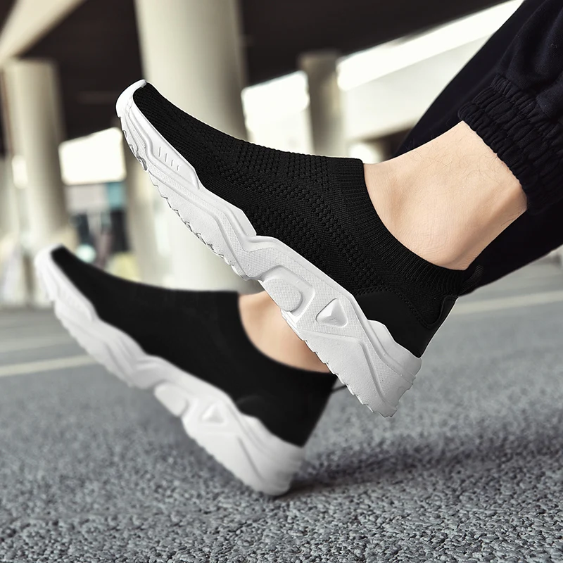 

BLWBYL 2022 Unisex Socks Shoes Breathable Women Shoes Flats Sneakers Stretch Fabric Casual Slip-On Ladies Shoes