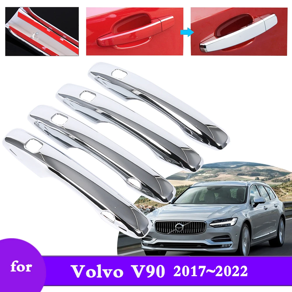 

Хром смарт-крышка внешней дверной ручки для Volvo V90 CC 2017 2018 2019 2020 2021 2022 автомобильные Внешние защитные аксессуары наклейки