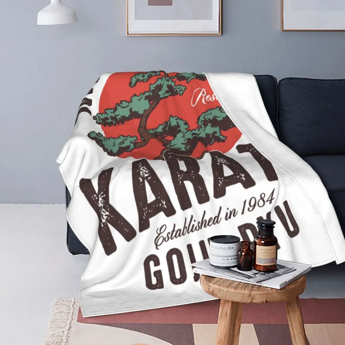 

Vintage Miyagi Inspired Karate Kid Blankets Soft Flannel Sprint Kung Fu Cobra Kai Throw Blanket for Couch Travel Bedroom