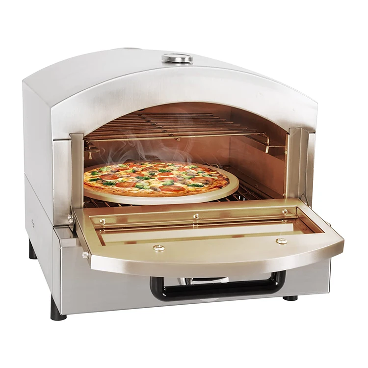

Smokeless Countertop Stainless Steel Pizza Maker Outdoor Portable Commercial Electric Pizza Ovens with Pizza Stone