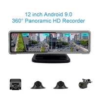 12inch 4 Cameras 360°Panoramic Dashboard 4 Channel 1080P Car Video Recorder DVR 4 Split Screen Display driving recorder 24h Park