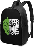 beer makes me hoppy business laptop school bookbag travel backpack with usb charging port headphone port fit 17 in