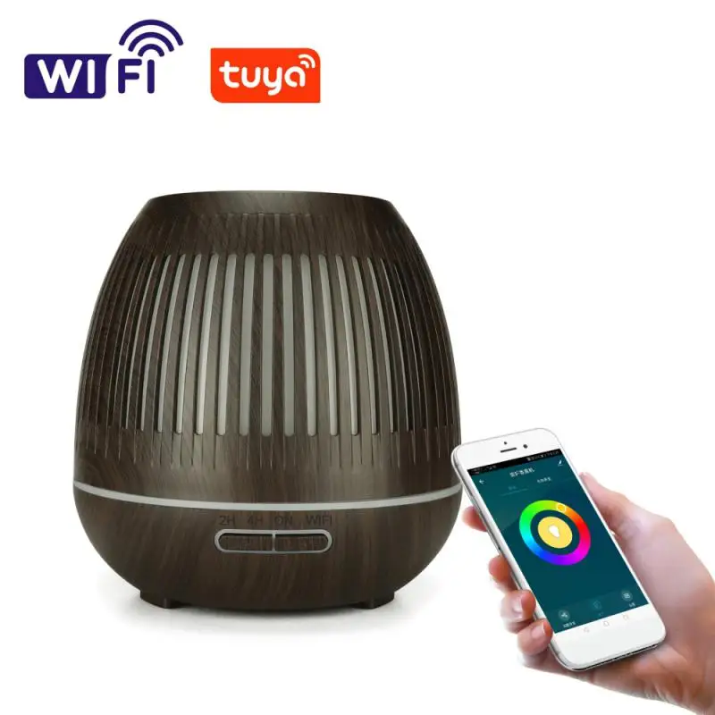

Деревянный увлажнитель воздуха Tuya диффузор для ароматерапии и увлажнитель Wifi с таймером и управлением через приложение, 400 мл, работает с Alexa Echo Google Smart Life