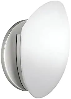 

Passport 8" Sconce in Brushed Nickel, Modern 1-Light Fixture with Satin Etched Cased Opal Glass, (8" H x 6" W), 652 Nanoleaf li