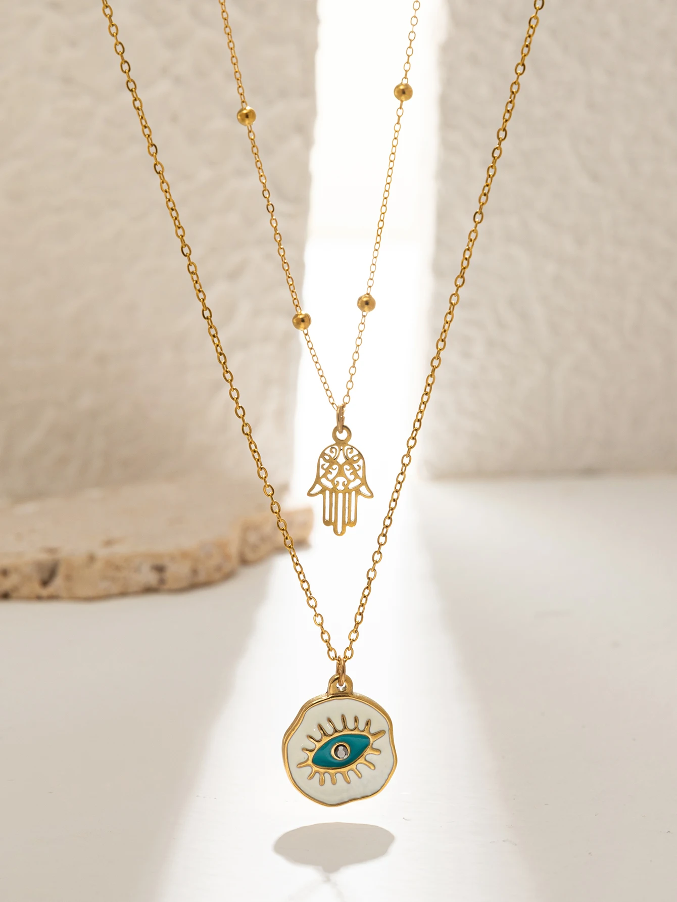 Женское винтажное геометрическое ожерелье с круглым кулоном в виде полой ладони