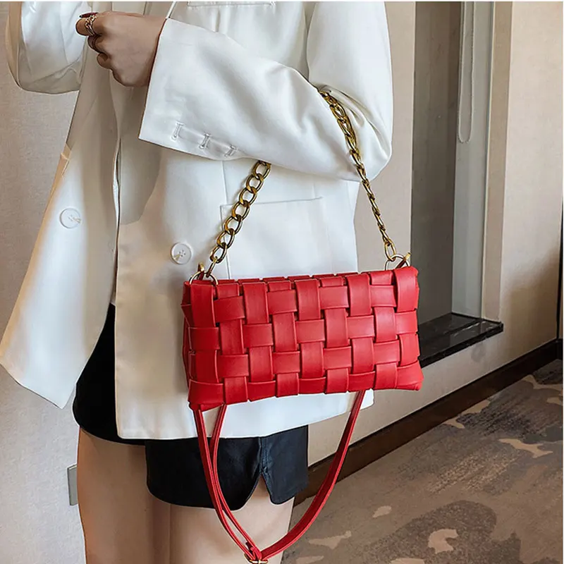 

Women's Luxury Braided Small Square New Red Niche Bag Korean Version Chain Black Shoulder Bag Fashion Oblique White Cross Bags