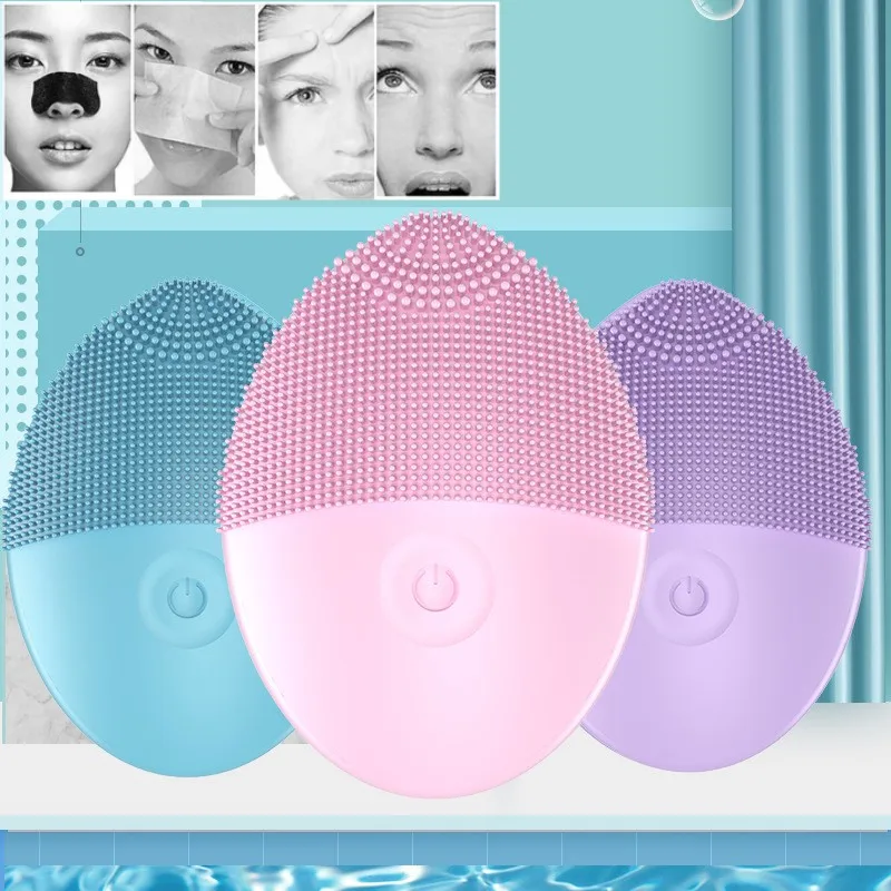 

Electric Facial Cleansing Brush Silicone Vibration Face Cleanser Deep Pores Blackhead Cleaning Washing Skin Massager Machine