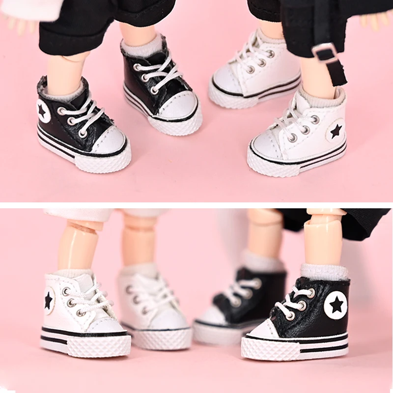 Ob11 Leather Doll Star Shoes Fashion Doll Casual High Heel Shoes With Shoelace For Penny, Ob11, Obitsu 11, Holala, Gcs, 1/12bjd
