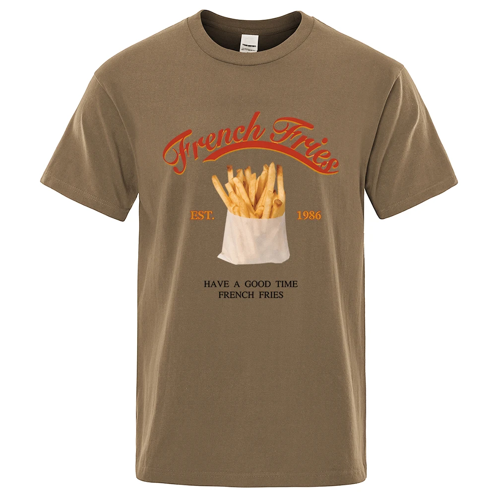 Футболка с изображением картофеля фри Est 1986 мужские хлопковые футболки оверсайз