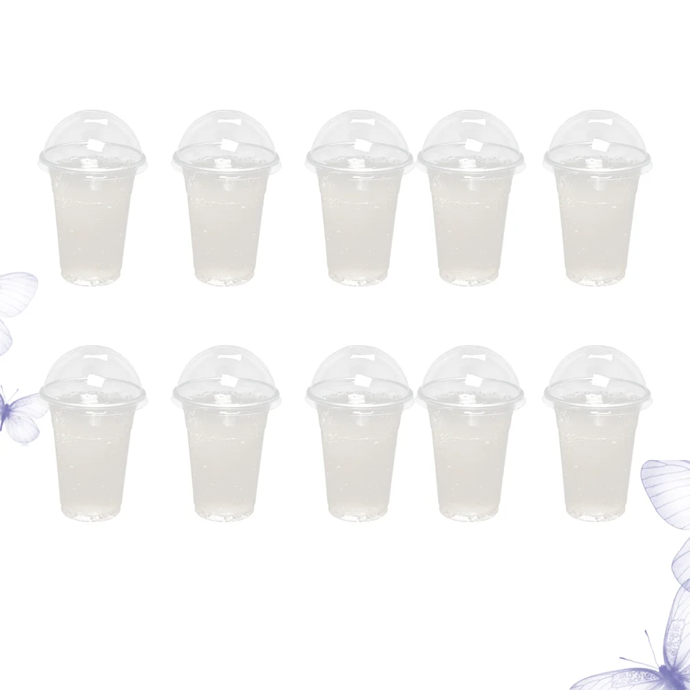 

100 Pcs Cups Dome Lids Milk Tea Plastic Dessert Clear Juice Disposable Drinking