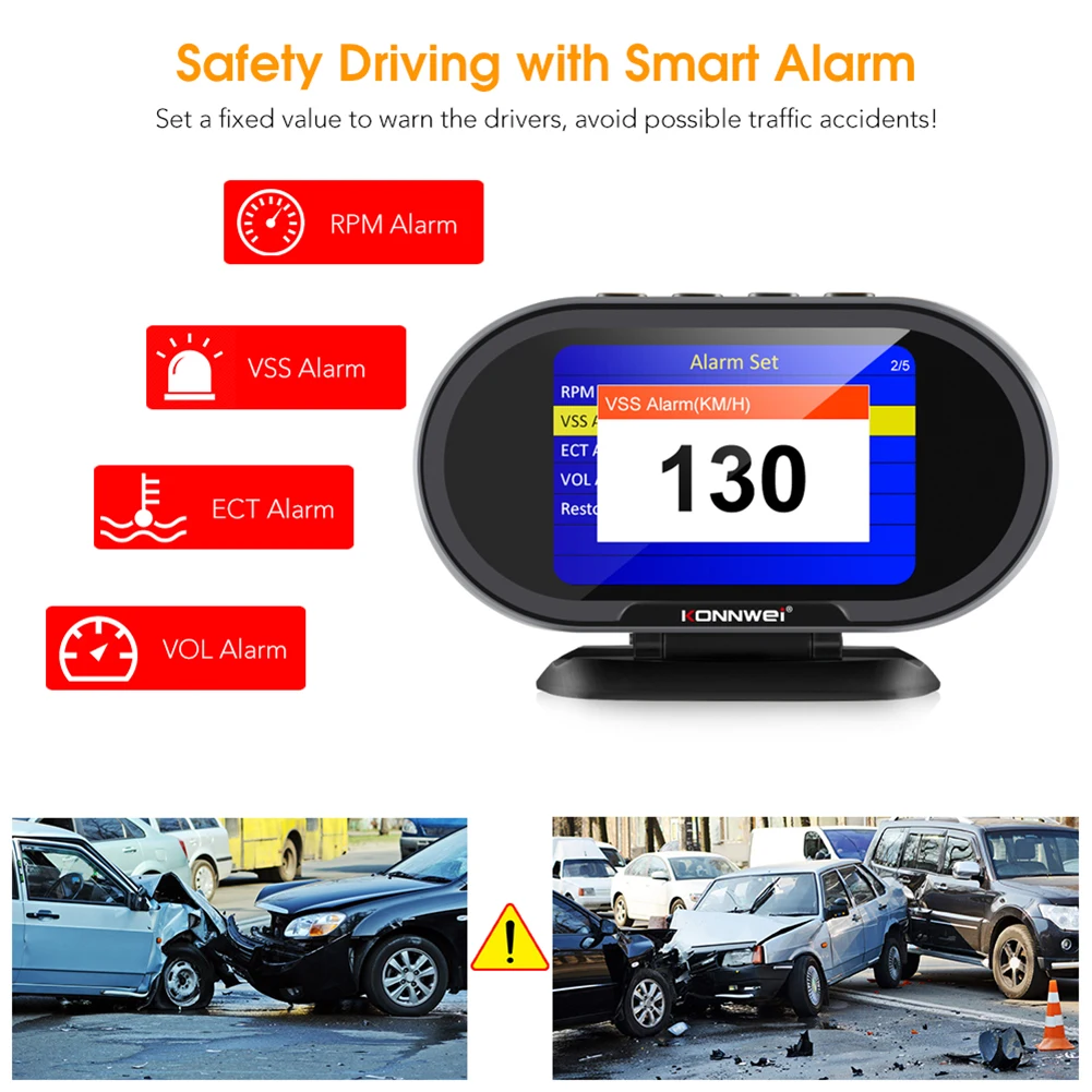 

KW206 2 in 1 OBD TFT Screen On-Board Computer Auto Head-Up Display Car-Styling Temperature Speedometer Multifunction Display