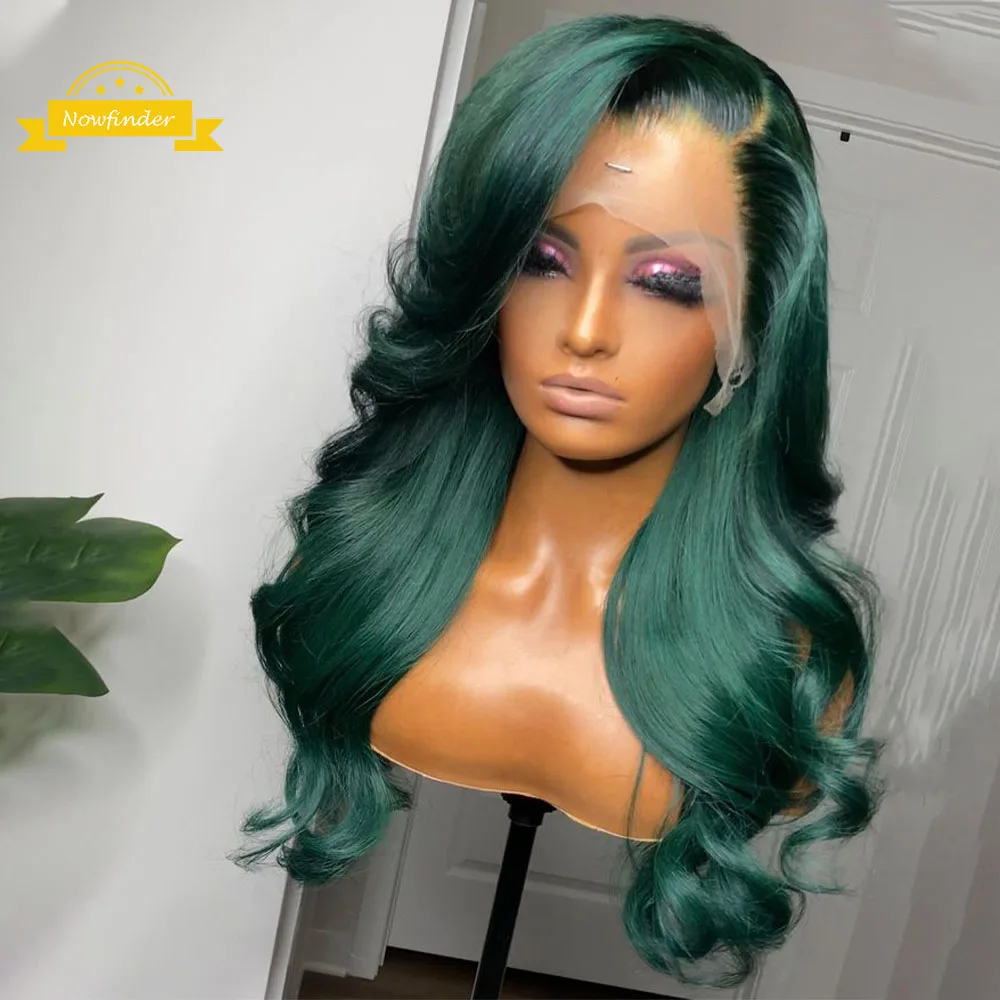 

13x4 Highlight Green Blonde Body Wave Lace Front Human Hair Wigs Brazilian 150% Density Transparent Lace Frontal Wigs For Women