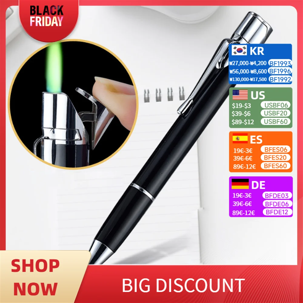 Креативная шариковая ручка ветрозащитная металлическая бутановая газовая