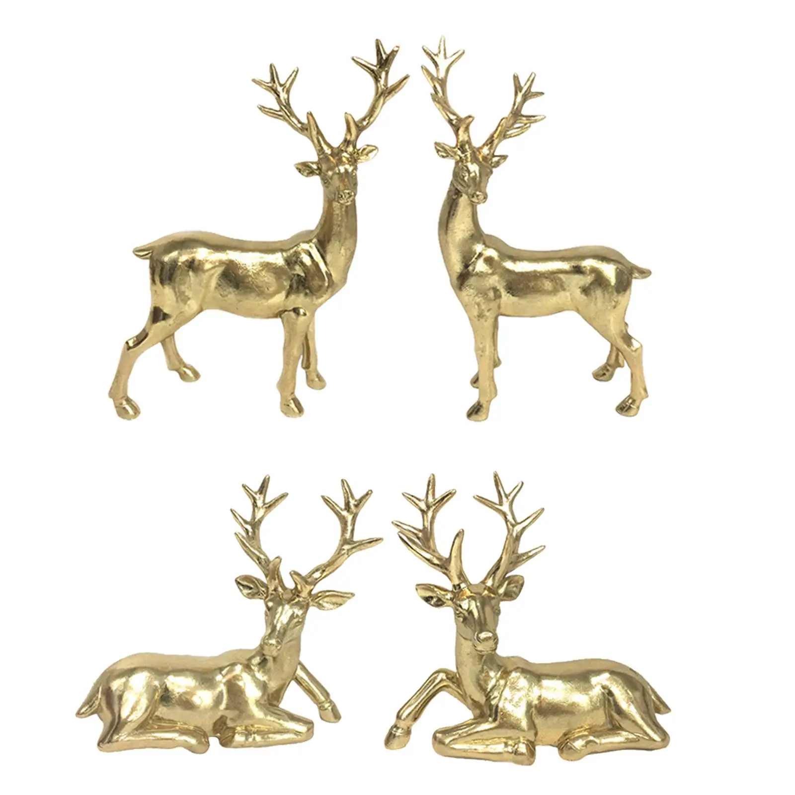 

Deer Statue Resin Reindeer Figurine Animal Elk Sculpture for Bookcase Desk Decor