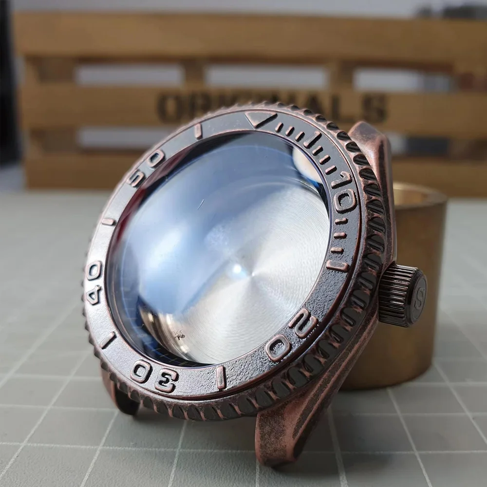 Watch Modify Parts Vintage Style SKX007/009 Bronze Plated Yatch Bezel Stainless Steel Case Sapphire Fit NH35/36 Movement