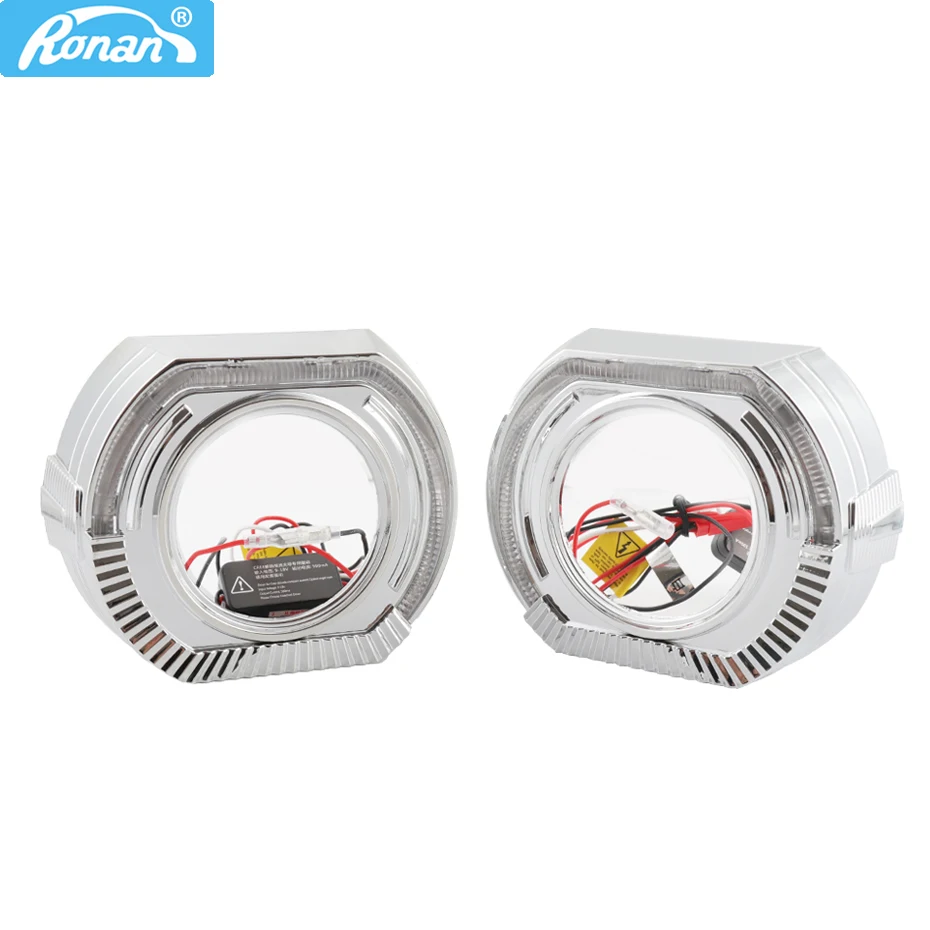 Фото Ronan 2pcs 120MMX100MM  Square Guide Angel Eyes with shrouds Car Styling  DRL Halo Ring BM 2.5 3.0 bi-xenon projector lens №1