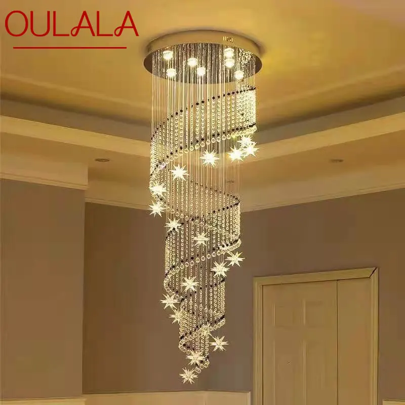 

OULALA Modern Luxury Crystal Pendant Hanging Lamp LED Vintage Creative Villa Chandelier for Home Living Room Staircase