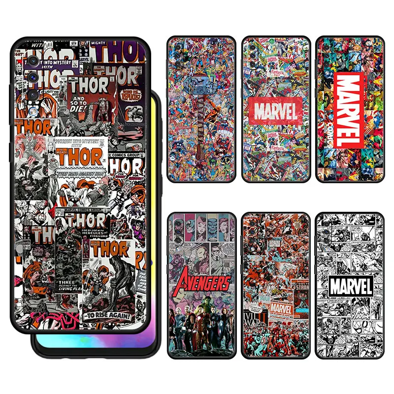 

Marvel Case for Samsung A50 A70 A40 M31 Funda for Oppo realme 6 7 8 pro c21 c3 for Nokia g10 5.4 Coque Thor Comic Logo Cover