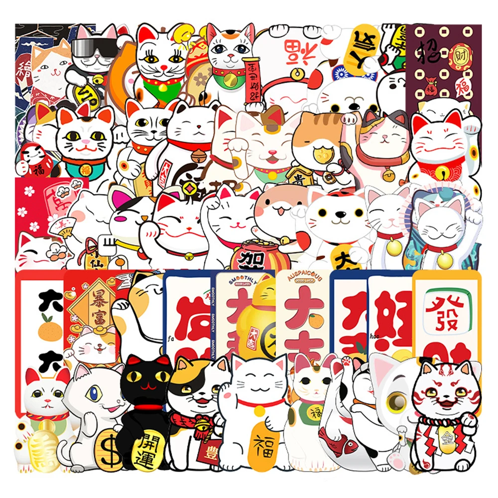 

10/30/50 шт., наклейки «Кот удачи»