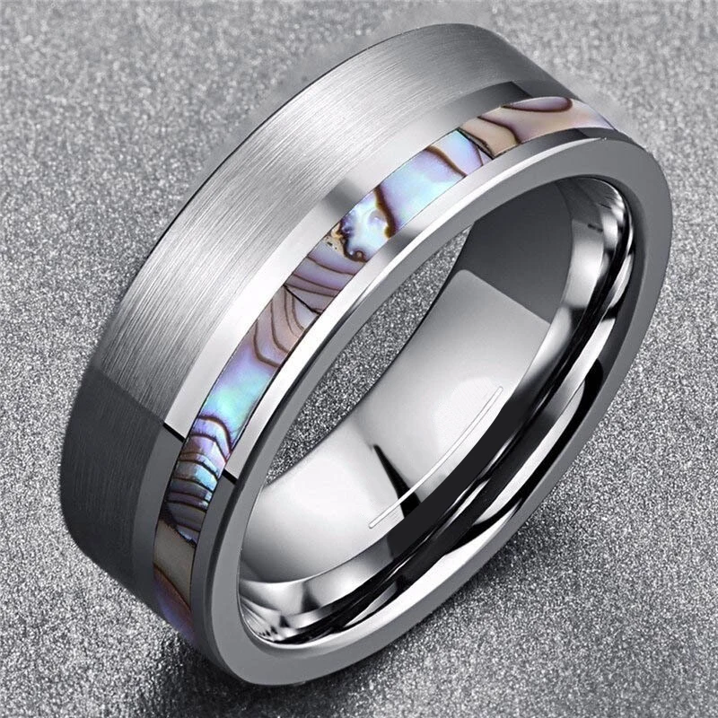 

New Fashion Men Simple Finger Rings Shell Pattern Titanium Steel Ring Engagement Wedding Party Ring Classic Jewelry Accessory