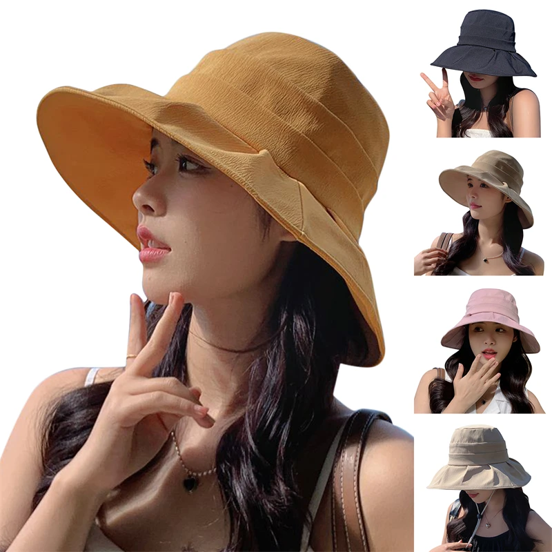 

Шляпа Женская Солнцезащитная двусторонняя с широкими полями, модная шапка для отдыха на открытом воздухе, пляжа, рыбалки, с защитой от ультр...