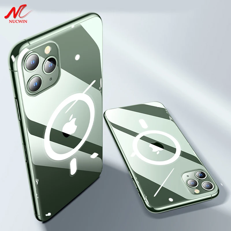 Magnetic Magsafing Wireless Charging Phone Case for iPhone 12 Pro Max 14 Pro 13 Mini 11 10 X Xs Xr 7 8 Plus Transparent Cover