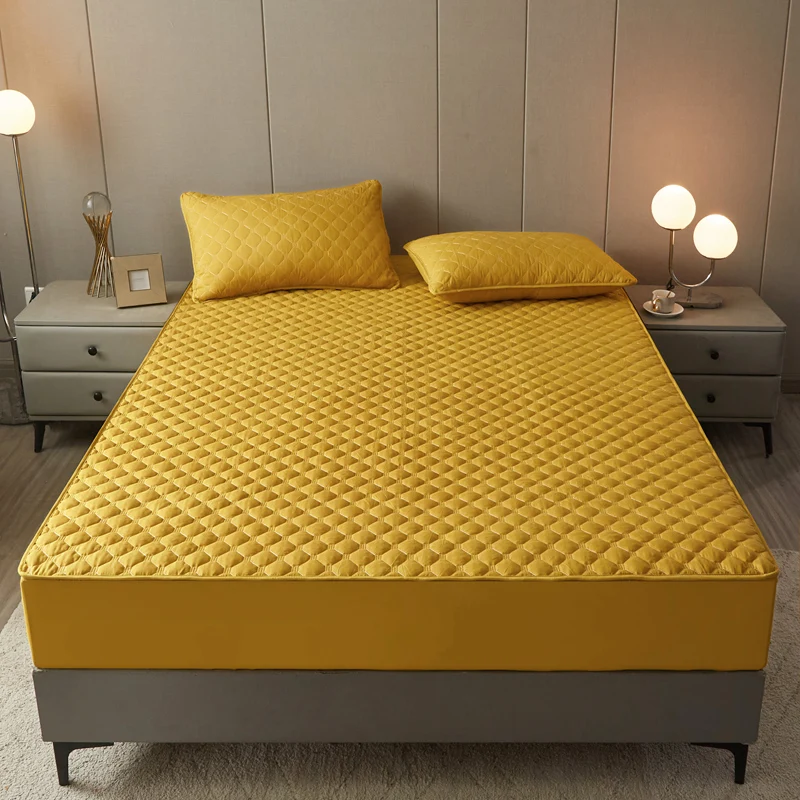 

Fitted Sheet Non-slip Bed Mattress Dustproof Protective Cover Simple Color Comfortable