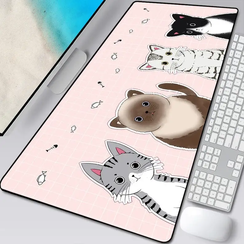 

Kawaii Mouse Pad, Large Gaming Mouse Pad Spring Print Anime Mouse With Softy Border Locked Natural Rubber For Desktop Gamers